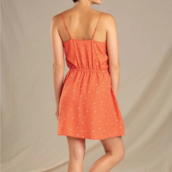 Toad&Co Women's Orange Coral Hillrose Sleeveless Tencel Faux Wrap Dress Small - Picture 10 of 12